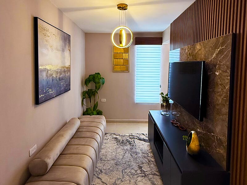 Sala del modelo Milán en el fraccionamiento Valle Condesa Sector Irlandés de la inmobiliaria Javer