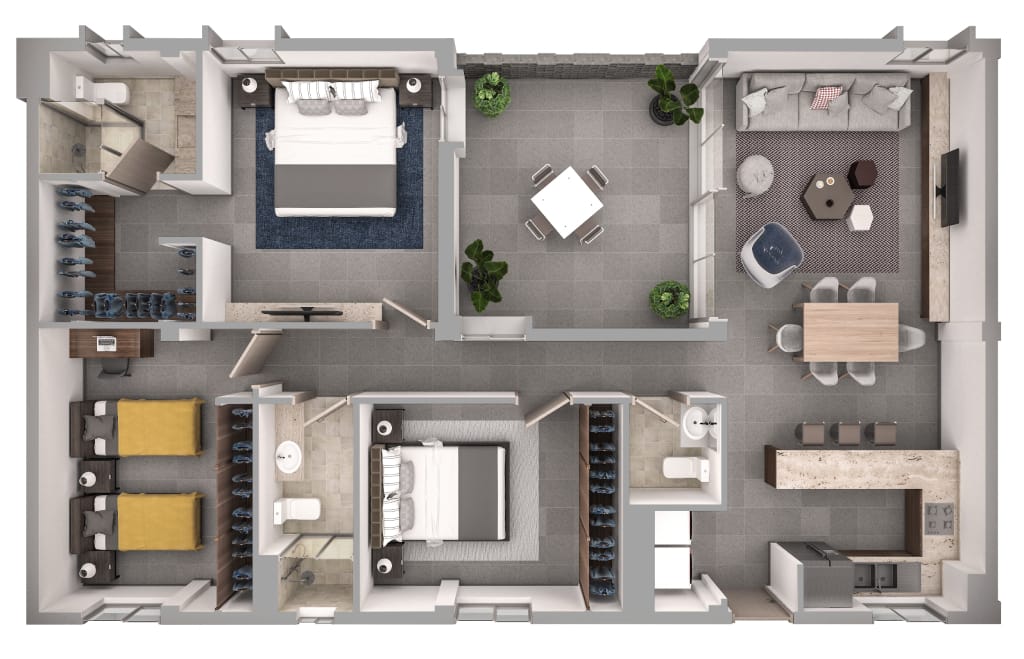 Terraza del departamento modelo D en el fraccionamiento Amaire de la inmobiliaria Javer