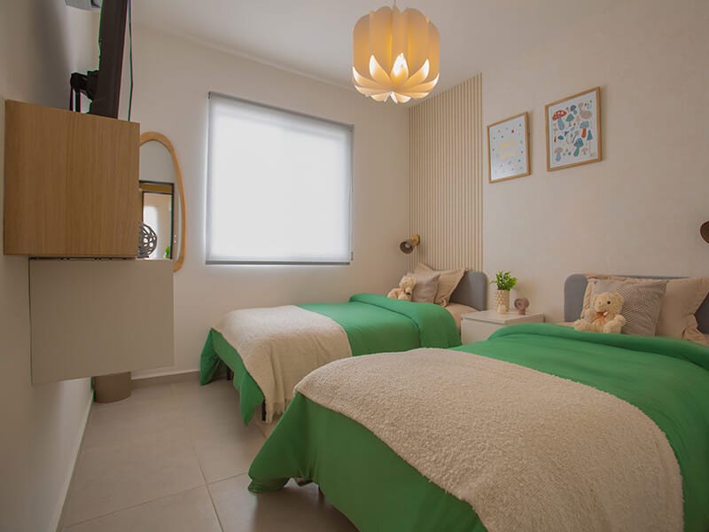 Recámara doble en modelo Aura Premium del fraccionamiento Valle condesa sector Francés de la inmobiliaria Javer