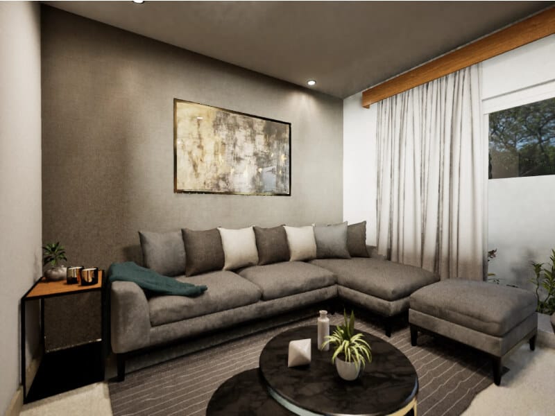 Sala en modelo Aura Elite del fraccionamiento Bosques de la Sierra de la inmobiliaria Javer