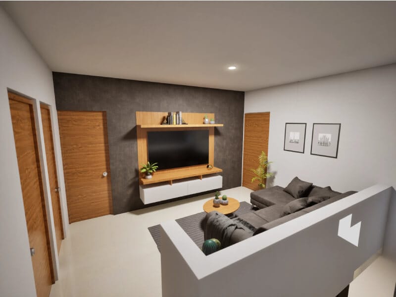 Sala de entretenimiento en modelo Aura Elite del fraccionamiento Bosques de la Sierra de la inmobiliaria Javer