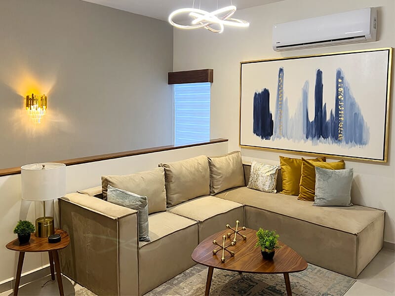 Sala en segundo piso en modelo Aura Elite del fraccionamiento Misión de los Ángeles de la inmobiliaria Javer