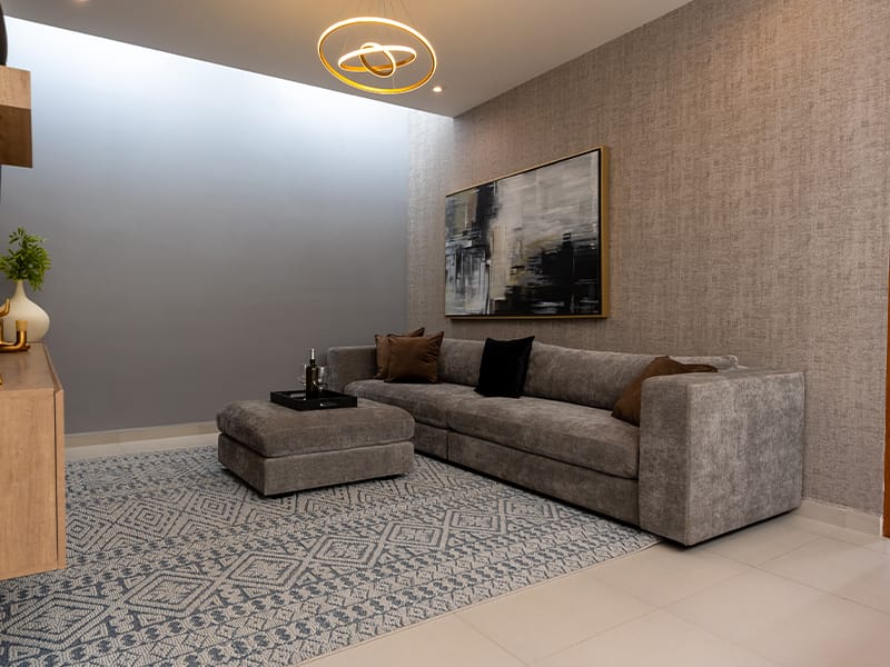 Estancia con tv del modelo Málaga del fraccionamiento Allegro en inmobiliaria Javer