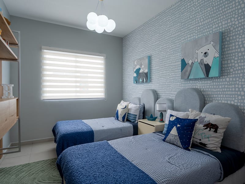 Recámara doble del modelo Zafiro en el fraccionamiento Allegro de la inmobiliaria Javer