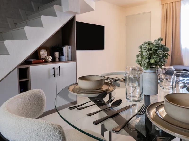 Comedor del modelo Albatros del fraccionamiento El Jaral que pertenece a la inmobiliaria Javer