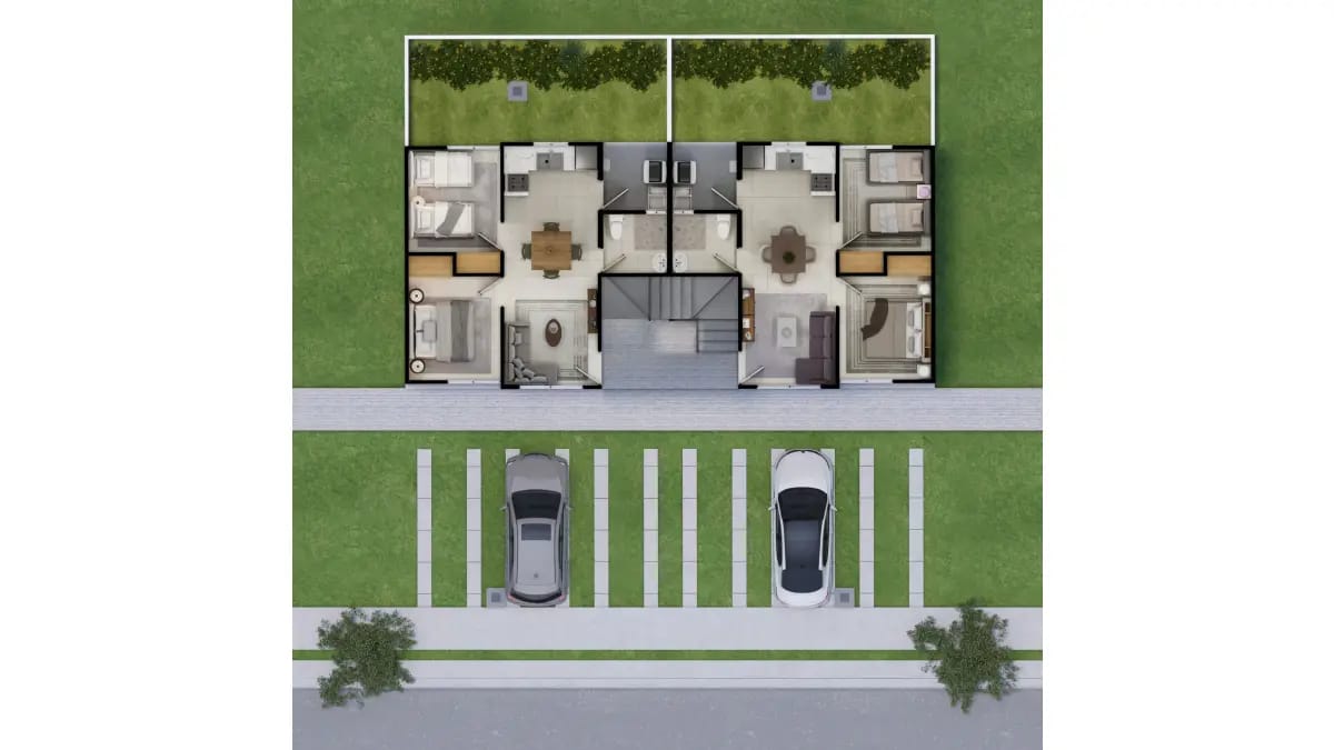 Planta baja del modelo eucalipto del fraccionamiento Paseo San Francisco en inmobiliaria Javer