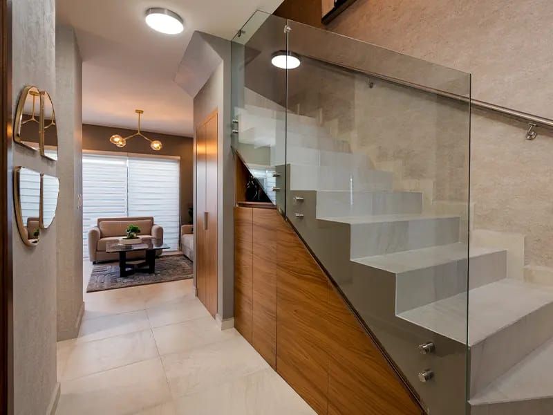 Vestíbulo en el modelo Aura Elite 2N del fraccionamiento Bosques de la Sierra en inmobiliaria Javer de Nuevo León