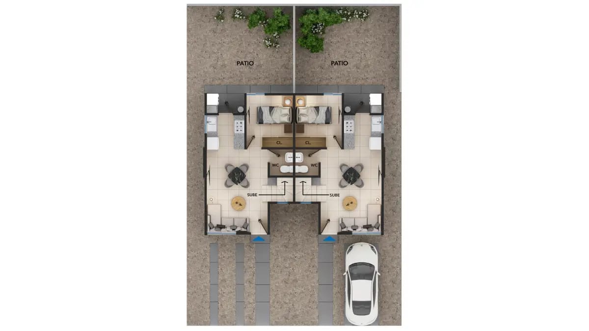 Planta baja del prototipo águila elite del fraccionamiento paseo kusamil de la inmobiliaria Javer
