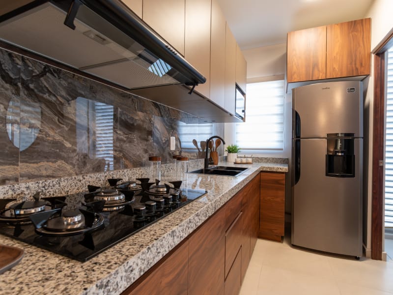 Cocina de los departamentos del fraccionamiento Cumbre Mezquite de la inmobiliaria Javer