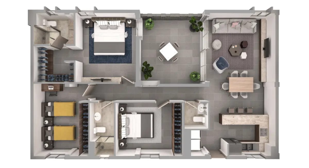 Terraza del departamento modelo D en el fraccionamiento Amaire de la inmobiliaria Javer