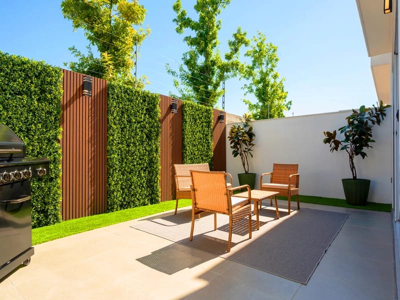 Patio jardín del modelo Aura Elite del fraccionamiento Misión de los Ángeles en inmobiliaria Javer