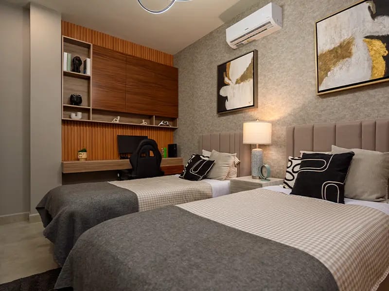 Recámara del departamento modelo C en el fraccionamiento Amaire de la inmobiliaria Javer