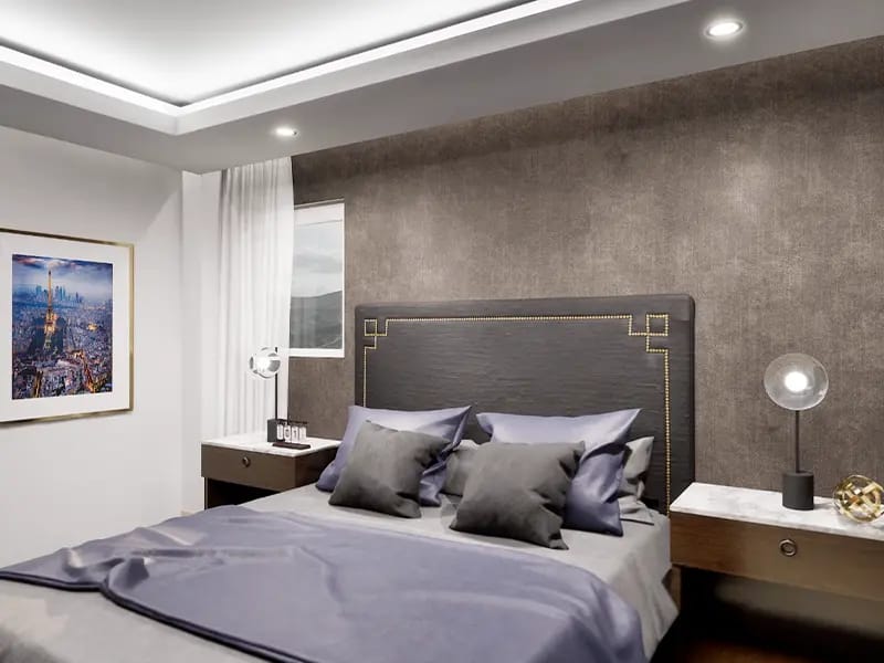 Recámara principal del departamento modelo B en el fraccionamiento Amaire de la inmobiliaria Javer