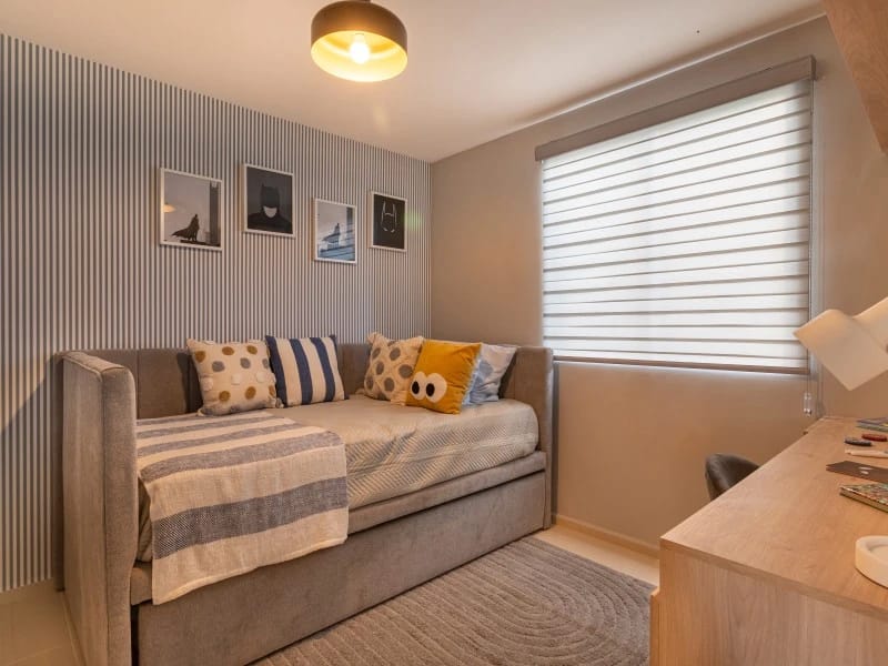 Recámara sencilla del modelo Antares del fraccionamiento Paseos del Roble en Inmobiliaria Javer