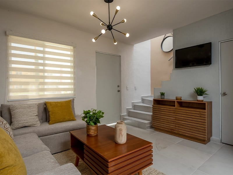 Sala tv del modelo Águila real en fraccionamiento Vista Serena de la inmobiliaria Javer