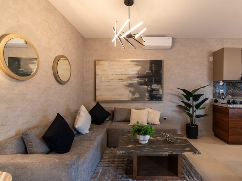 Sala de los departamentos del fraccionamiento Cumbre Mezquite de la inmobiliaria Javere la inmobiliaria Javer