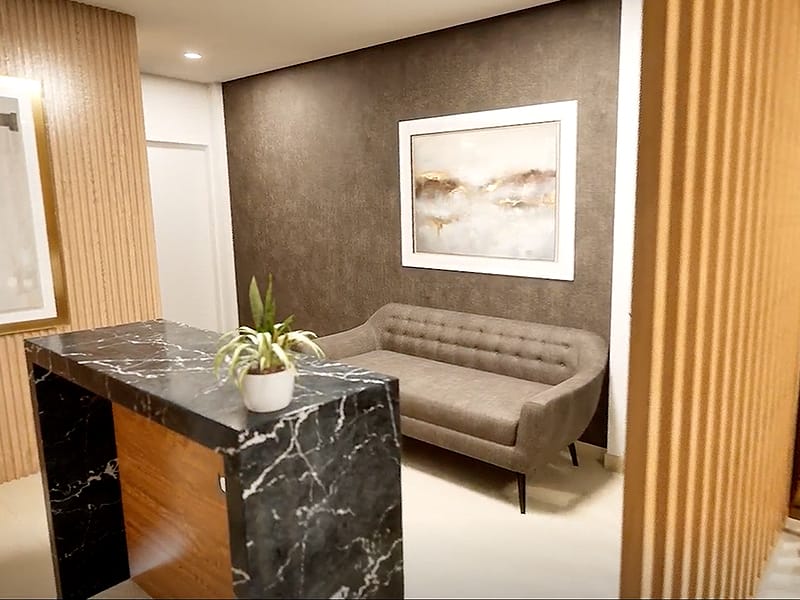 Sala del departamento modelo A en el fraccionamiento Amaire de la inmobiliaria Javer