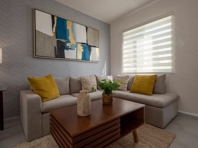 Sala del modelo Águila real en fraccionamiento Vista Serena de la inmobiliaria Javer