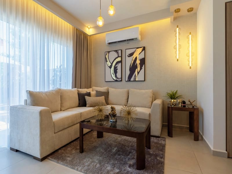 Sala del modelo Aura Elite del fraccionamiento Misión de los Ángeles en inmobiliaria Javer