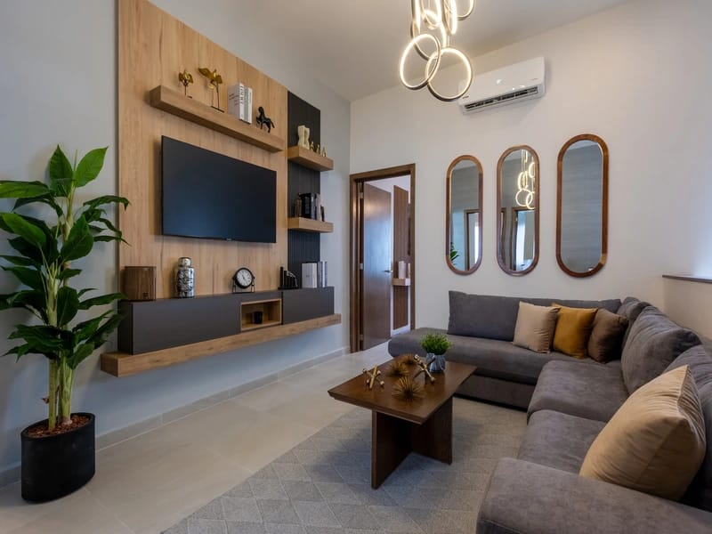 sala principal de modelo aura elite Premier en fraccionamiento Xandora de la inmobiliaria Javer en Nuevo León