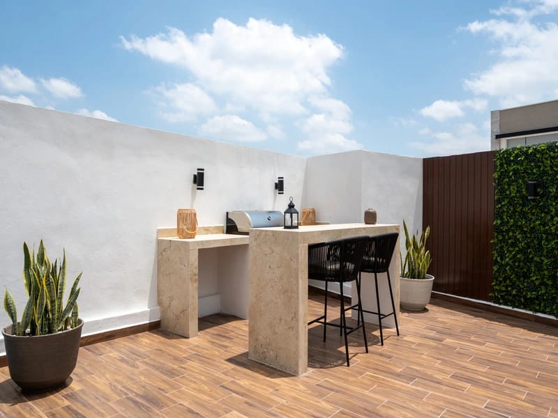 Terraza del modelo aura elite Premier en fraccionamiento Xandora de la inmobiliaria